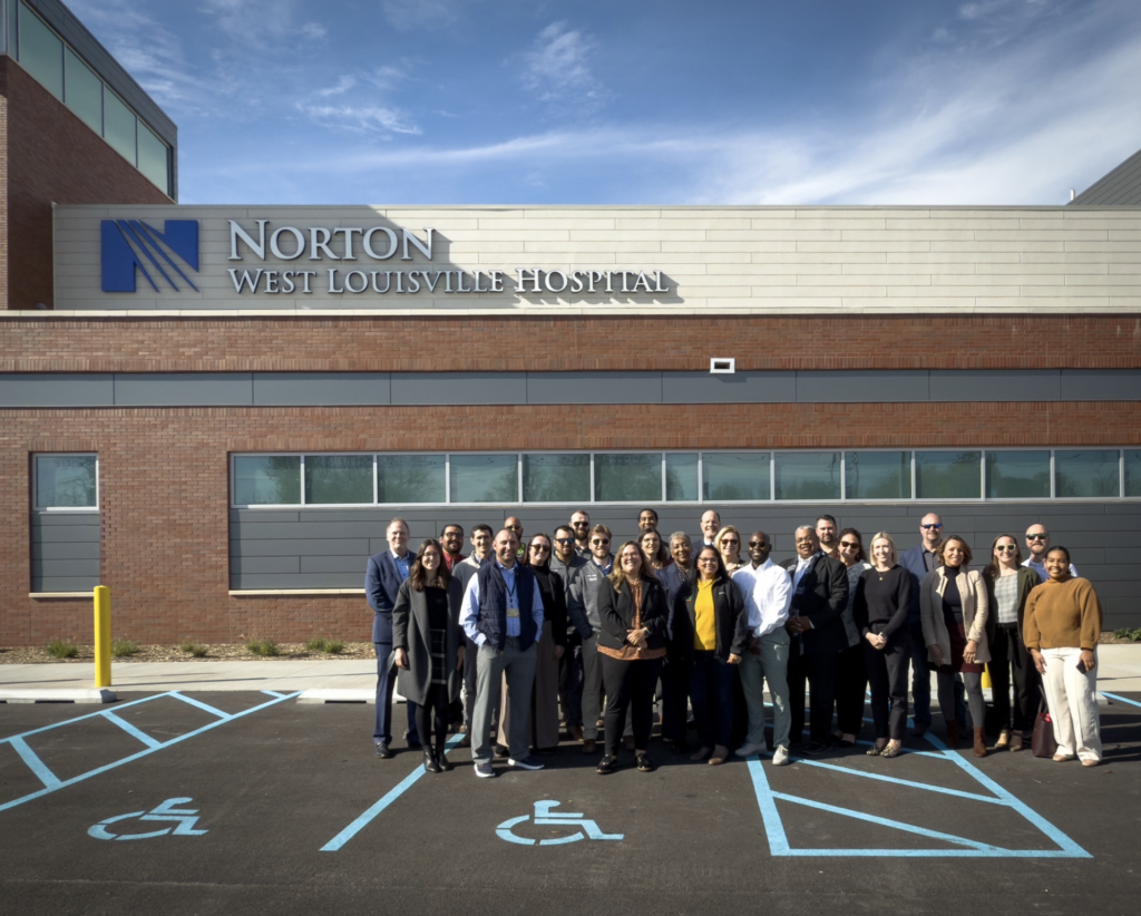 Photo of stakeholders outside of the Norton West Louisville Hospital